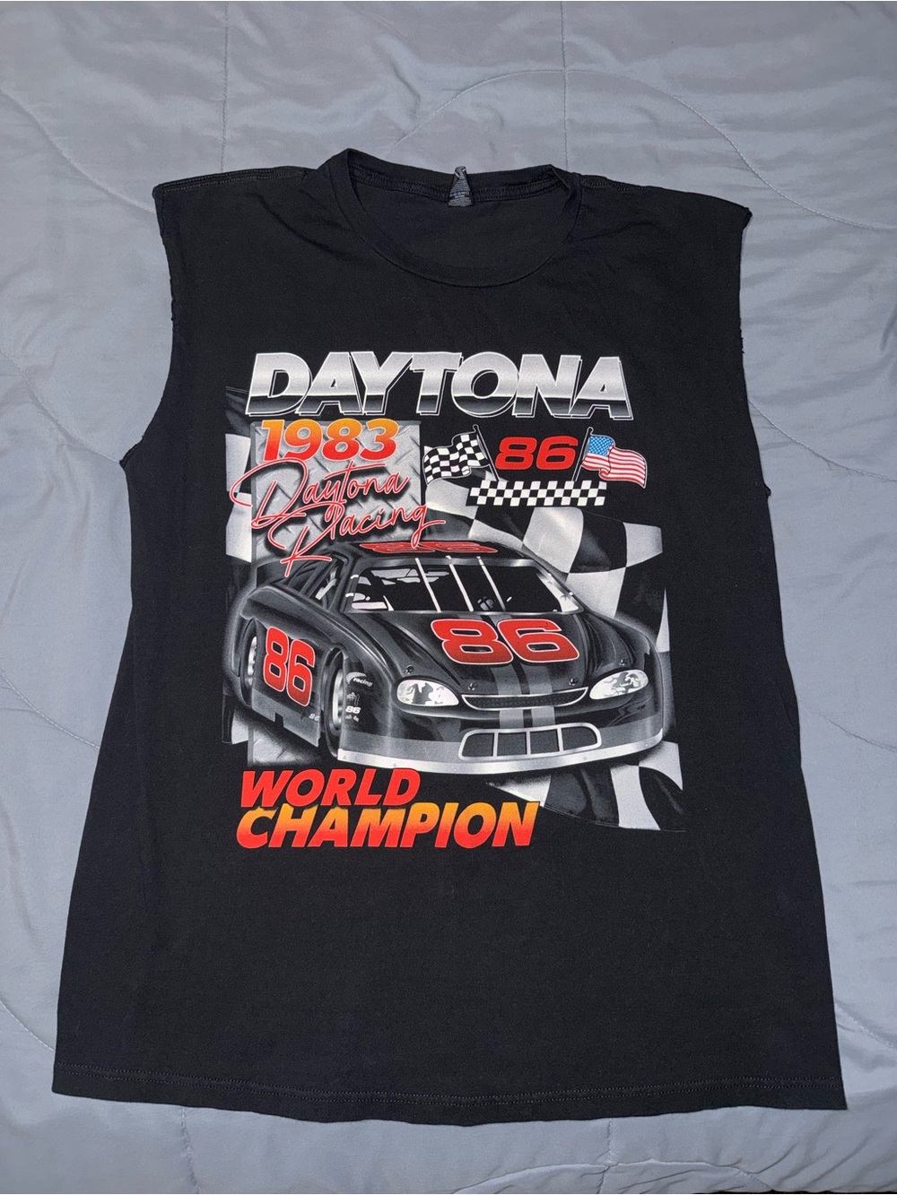 Vintage 'Daytona 1983' Racing Graphic cut off